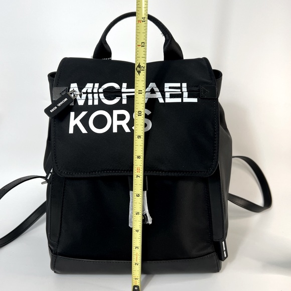 Michael Kors Medium Logo Drawstring Backpack Black/White NWT - Picture 13 of 14
